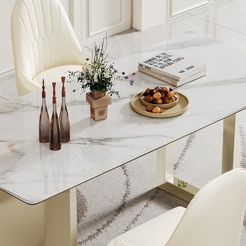 63 inch Clear Rectangular Glass Dining Table with Gold Metal Legs P229