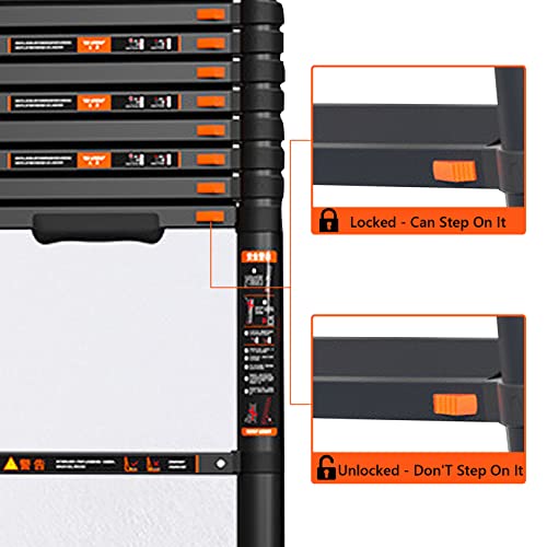 Telescoping Ladder with 2 Triangle Stabilizers, 330lbs Capacity J965043