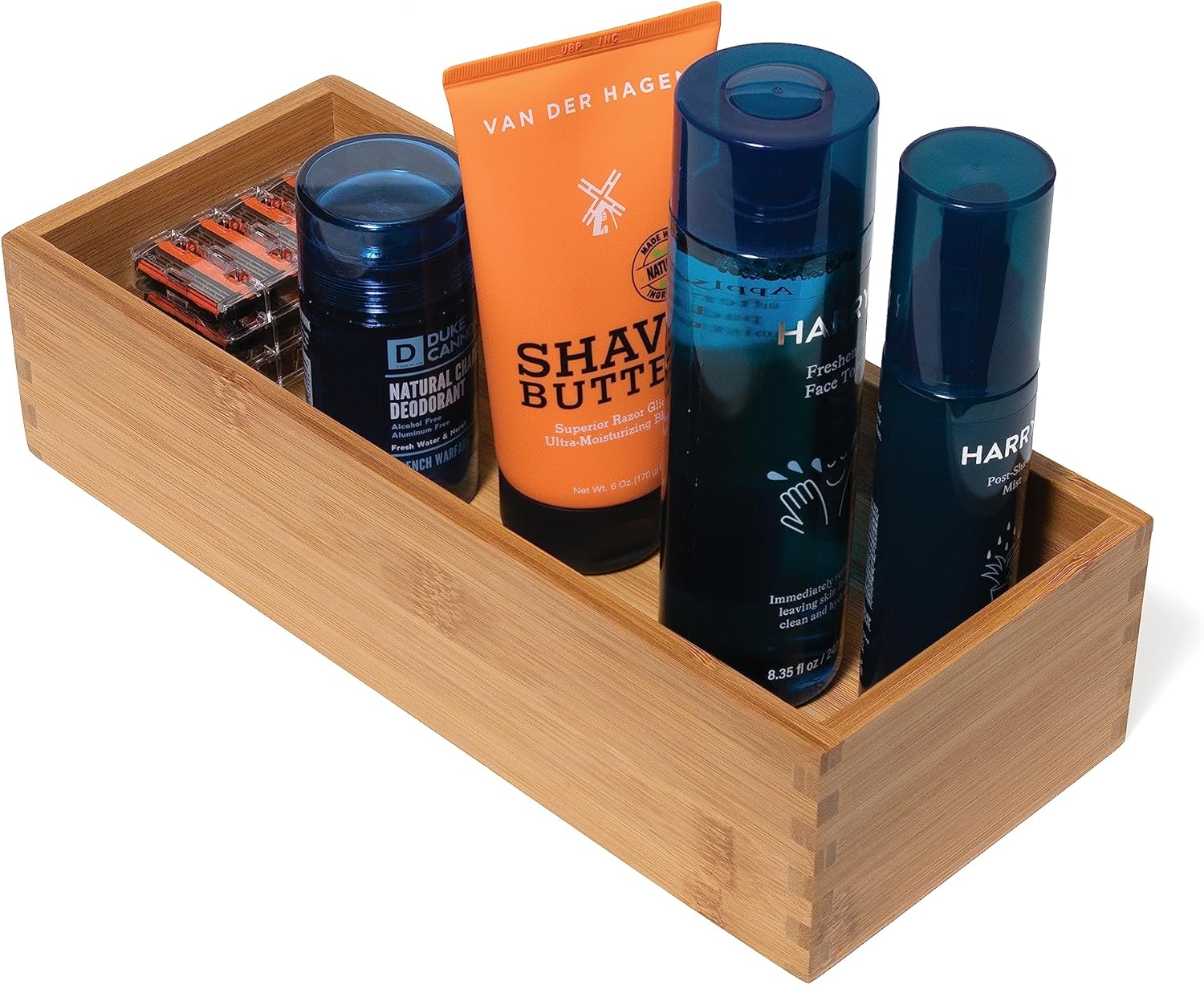 Bamboo Utensil Holder Storage Box, 5" x 12" x 3" D934651