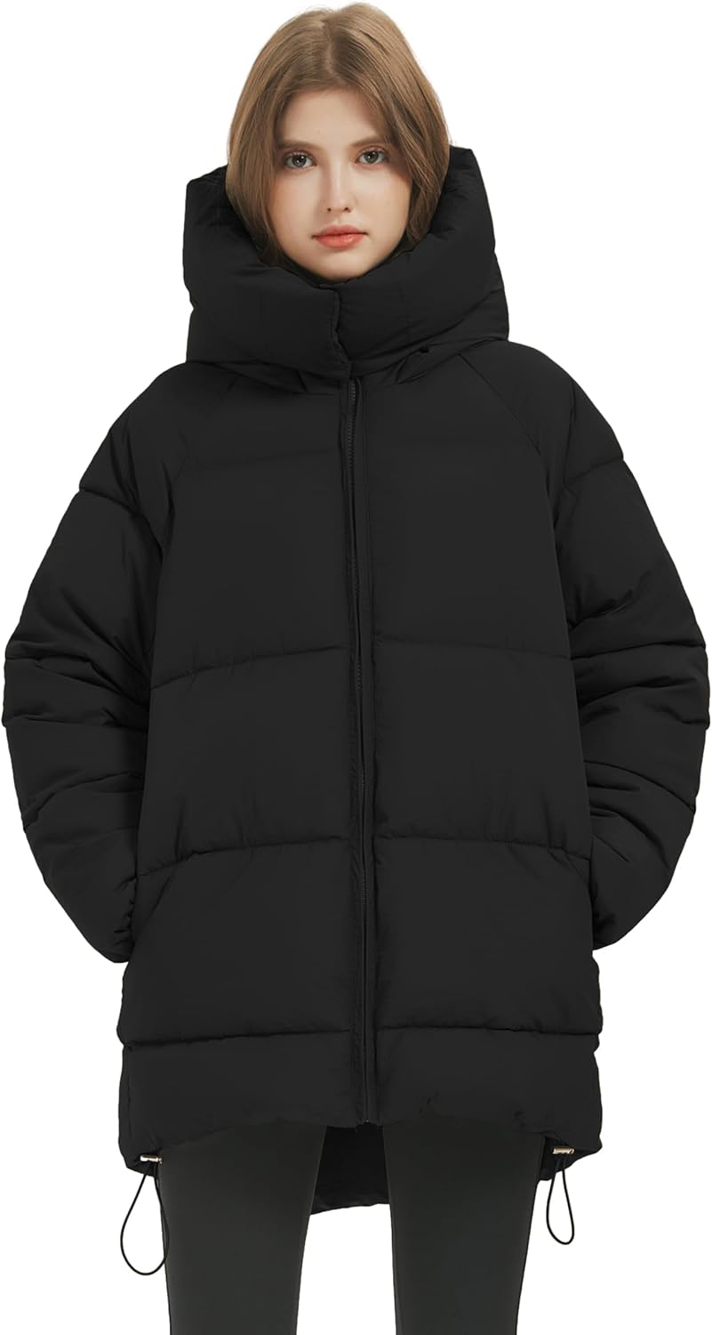 Black Hooded Quilted Puffer Jacket H423431
