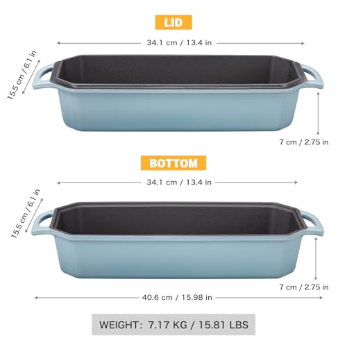 DarkCyan Enameled Cast Iron 9x5 Inch Loaf Pan with Lid U127654