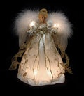 12" Lighted Cream Gold Angel Christmas Tree Topper H202