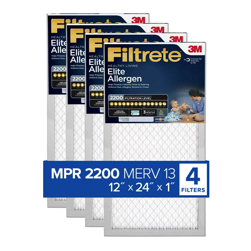 12x24x1 MERV 13 Air Filter, 4 Filters I1939