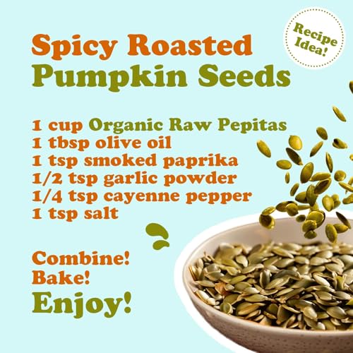 Organic Raw Pepitas, 12 Ounces — Pumpkin Seed Kernels, Unsalted, No Shell E6079