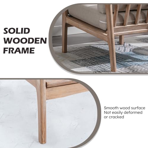 Set of 2 Upholstered Linen Fabric Armchair with Solid Wood Frame P703695