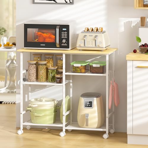 Microwave Cart with Wheels and Adjustable Shelf E687092