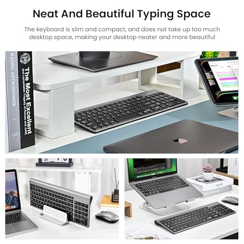 Wireless Keyboard and Mouse Combo, Compact Full Size 2.4G Ultra-Thin Blue P316244