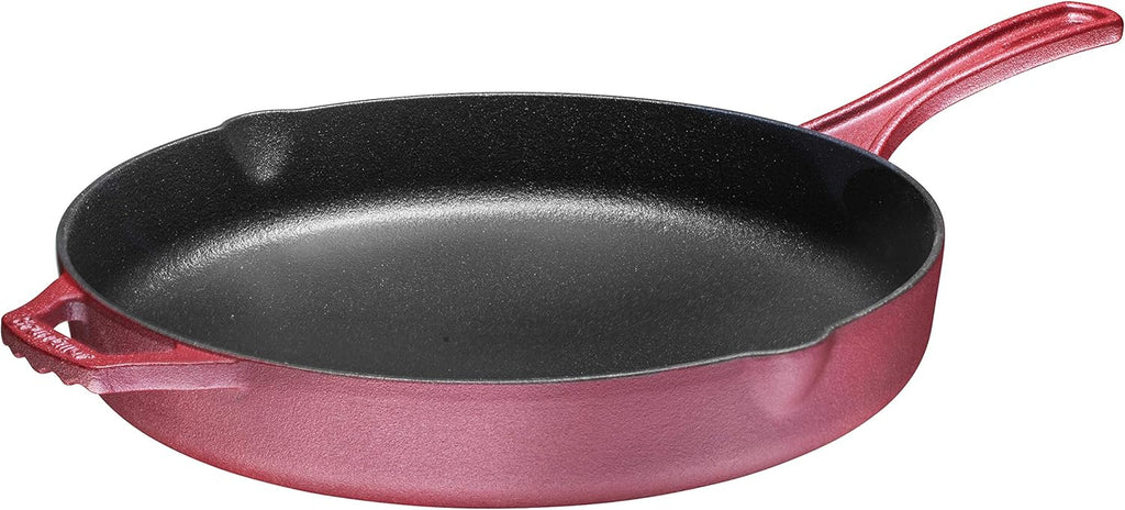 Red Enameled 12 inch Non-Stick Cast Iron Skillet W418