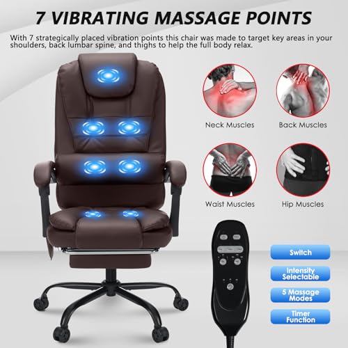 Black High Back Ergonomic Leather Office Chair with Footrest G599046