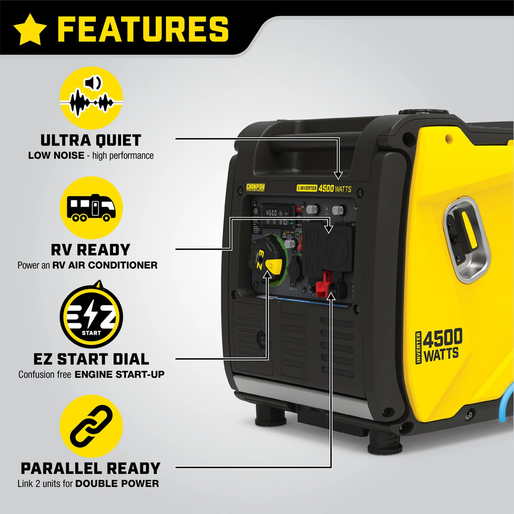 4500-Watt Wireless Remote Start Inverter Generator with CO Shield N918