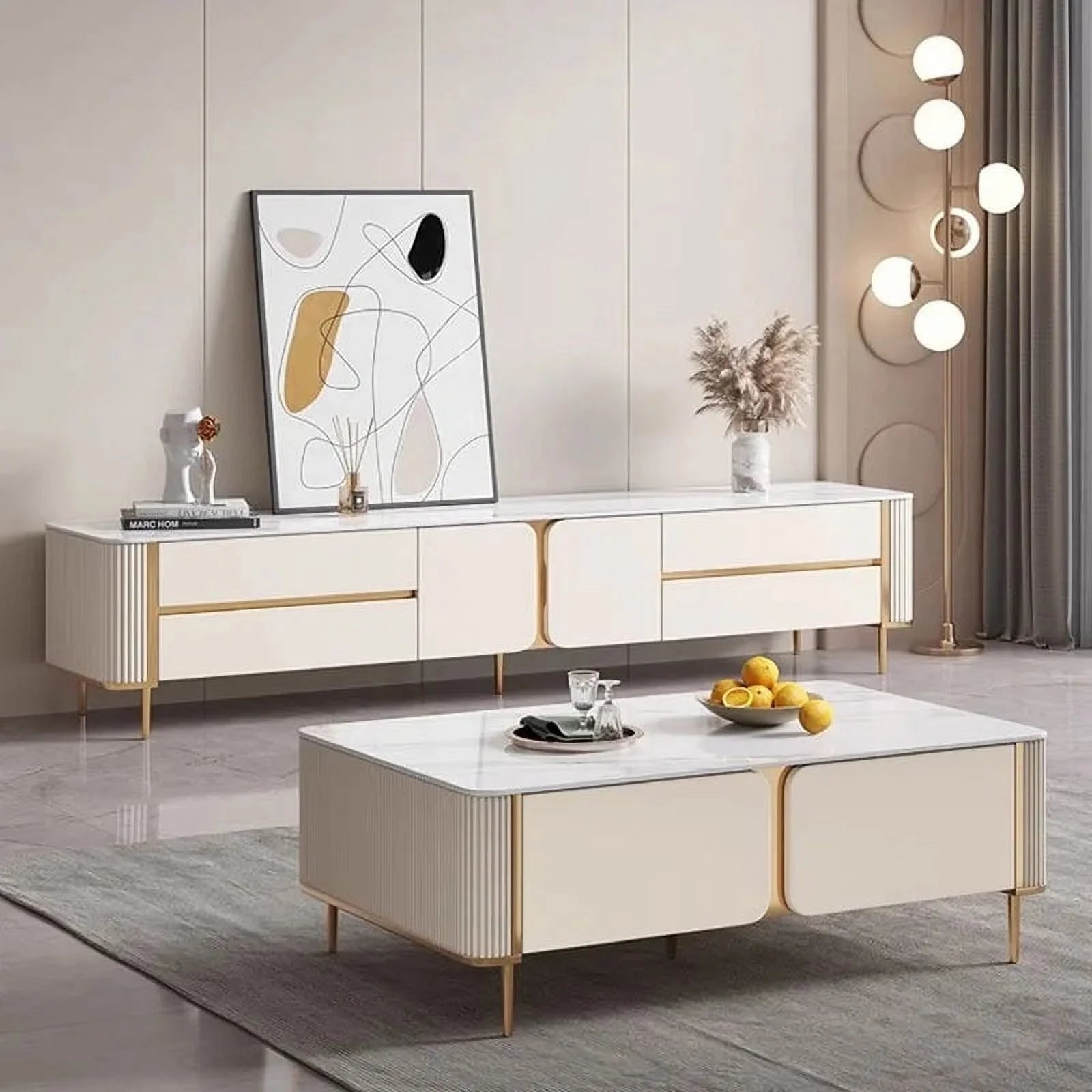 White TV Stand Display Cabinet Unit Table E4628