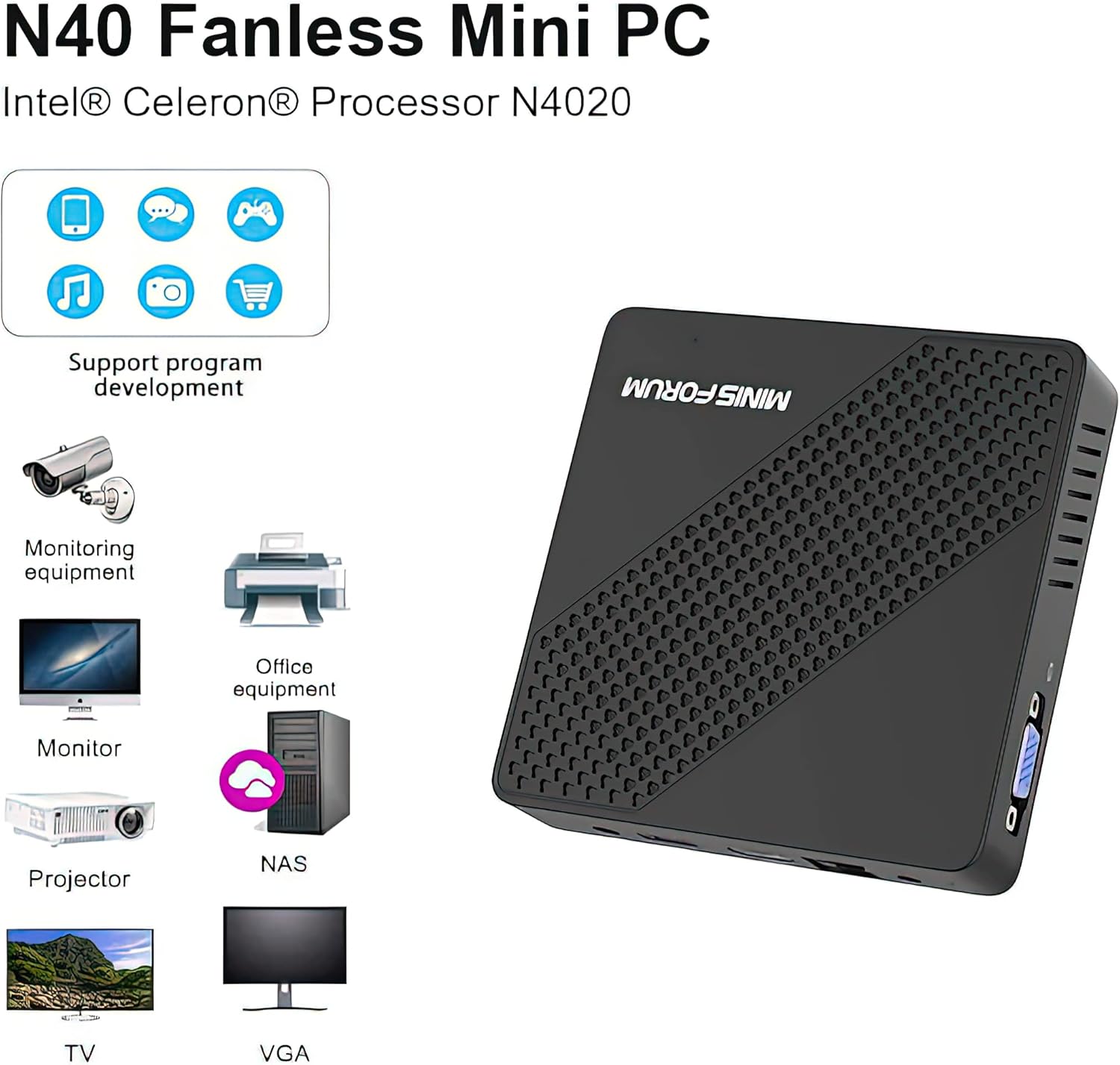 Mini PC 4GB RAM 64GB eMMC Celeron N4020 X9383