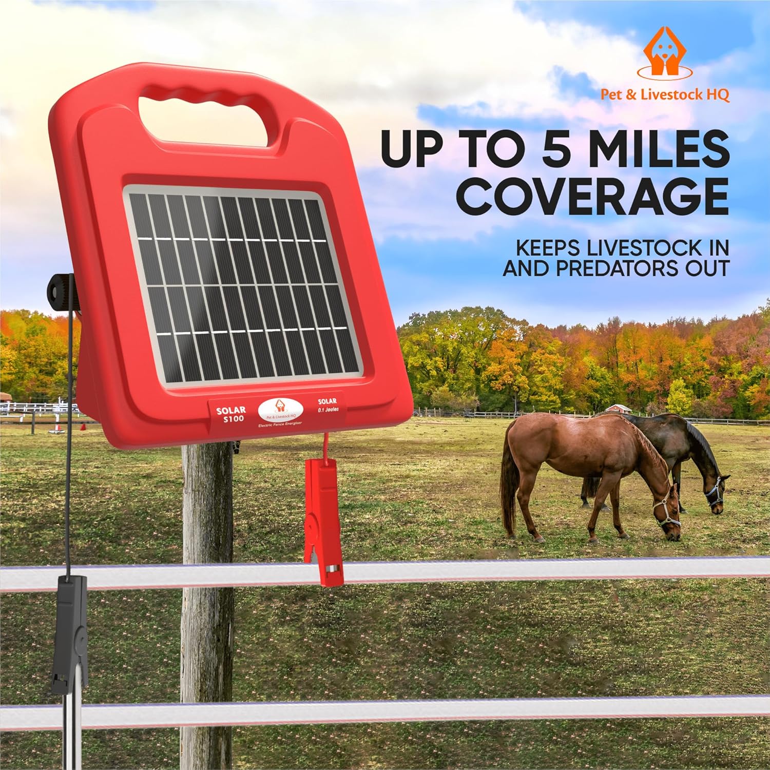 5 Mile Solar Powered Electric Fence Charger F21564