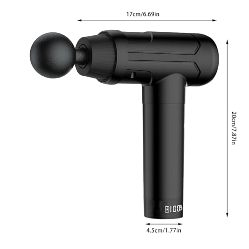 Black Percussion Massage Gun with 6 Replacement Heads R145620