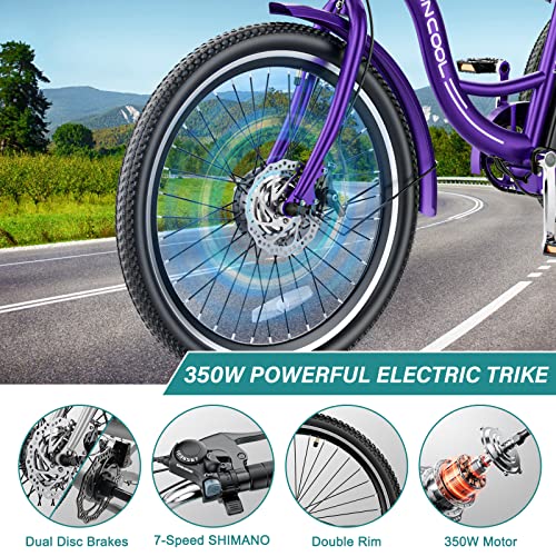 Electric Trike 7 Speeds 350W 36V 3 Wheel Electric Tricycle I80486