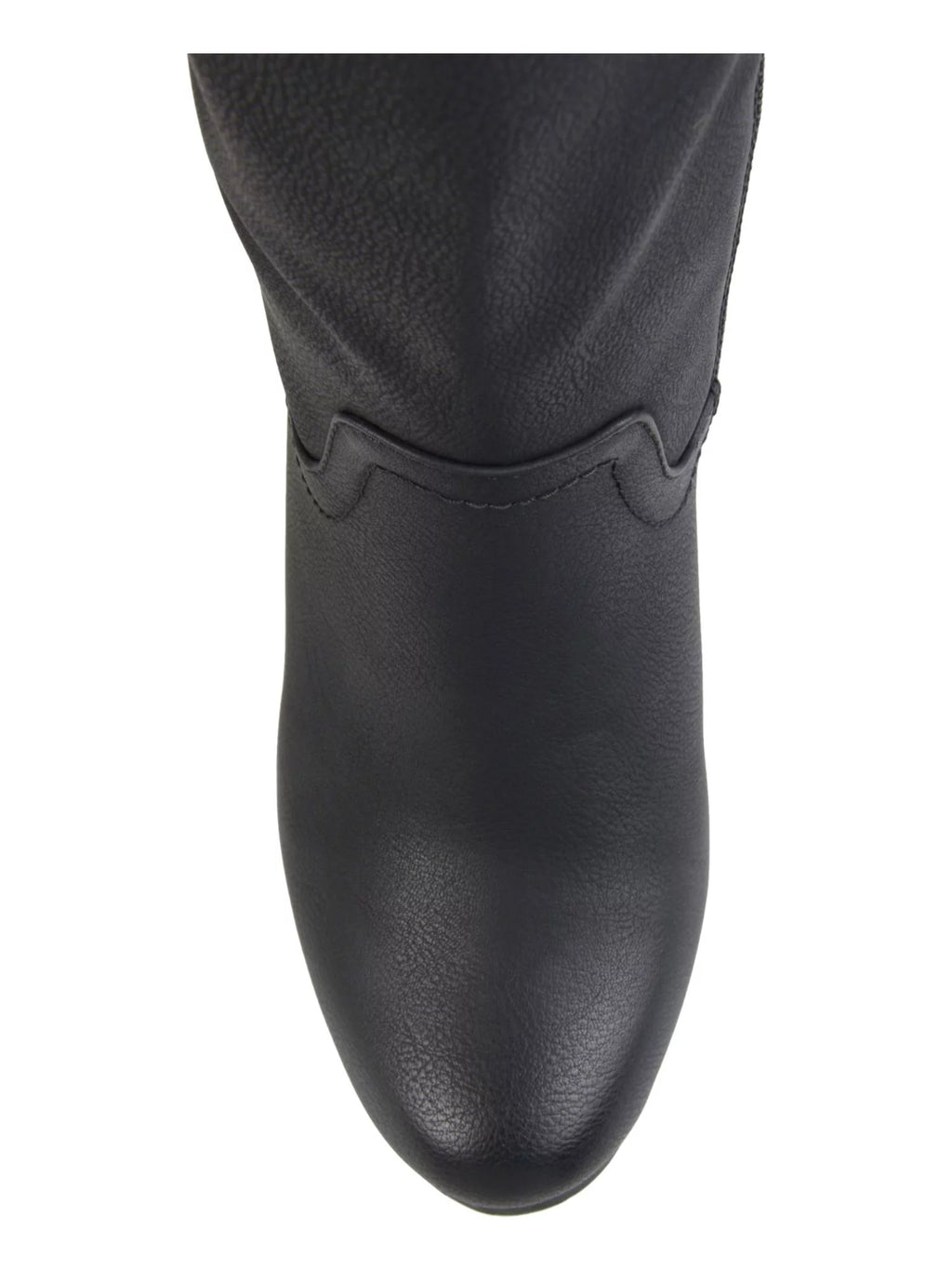 Black Faux Leather Knee High Wedge Heel Boot W30197