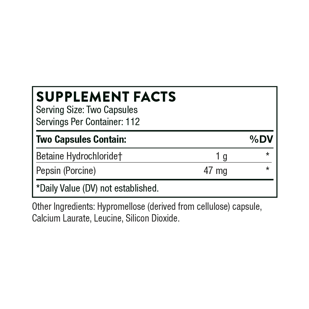 225 Capsules Betaine HCL & Pepsin W86541