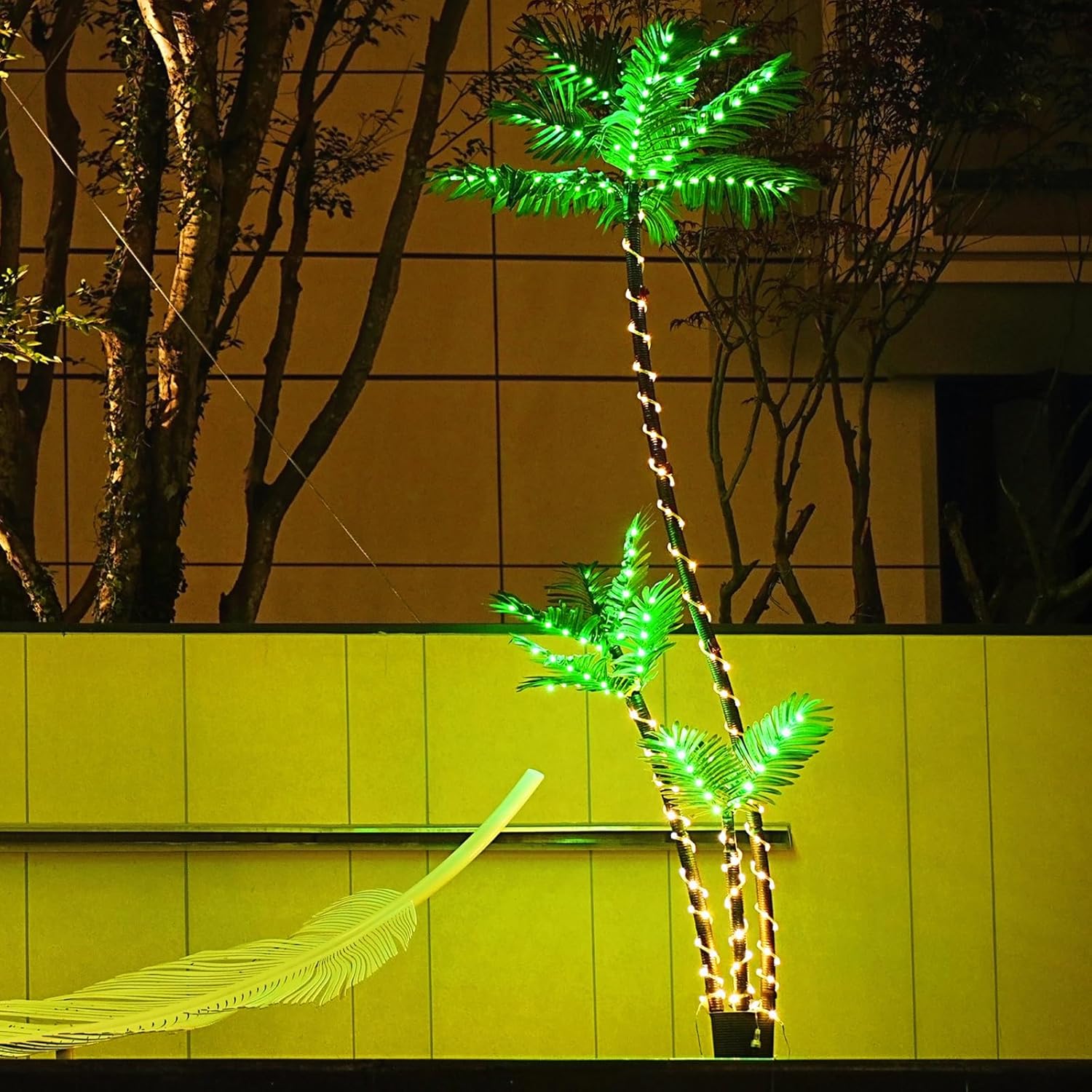 7FT Artificial Lighted Palm Trees with 260 LED Lighted Three Trunks O514177