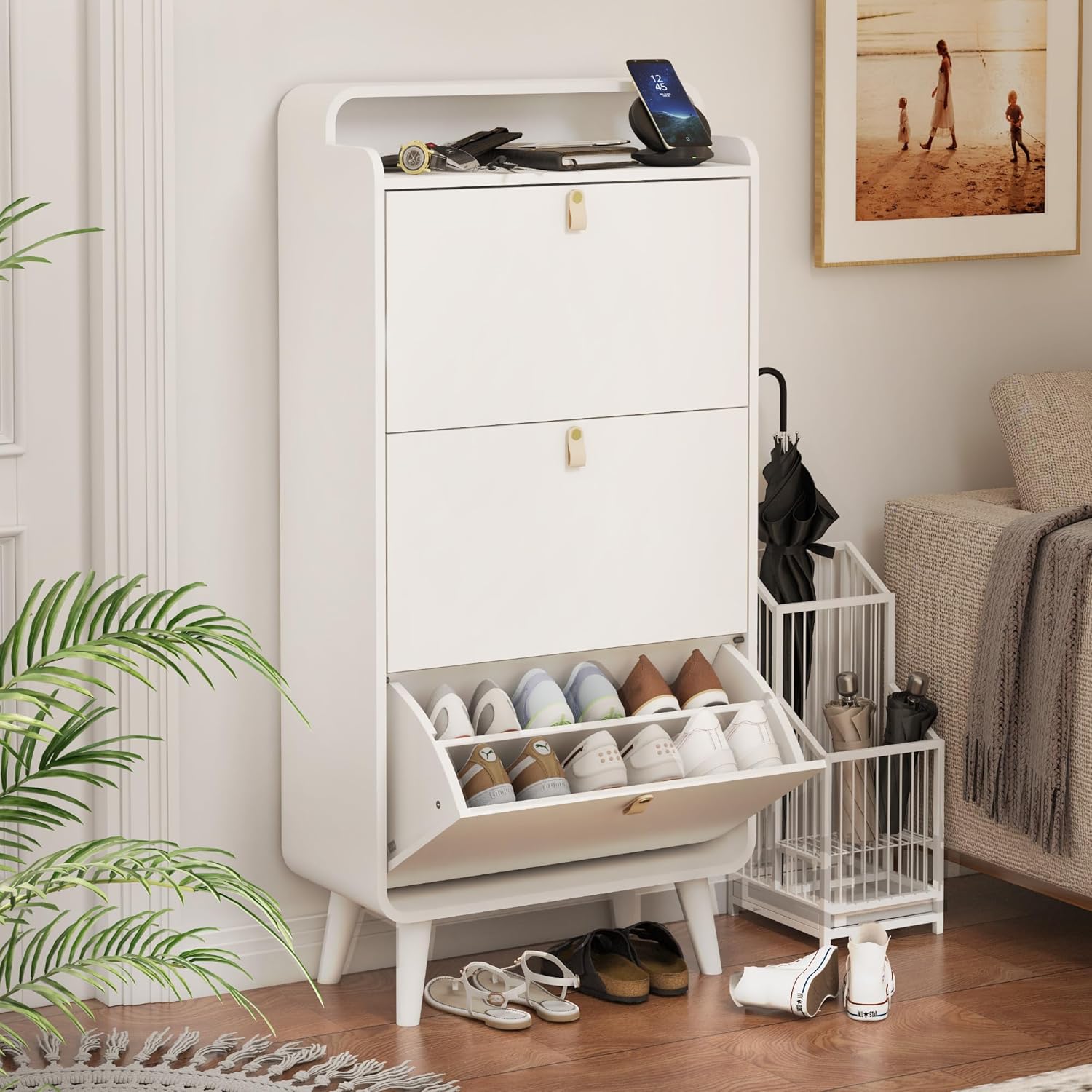 White 3 Drawer Shoe Cabinet S674033