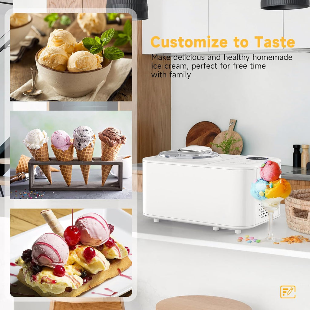 1.2L Automatic Ice Cream Maker Machine with LCD Display and Compressor P5408