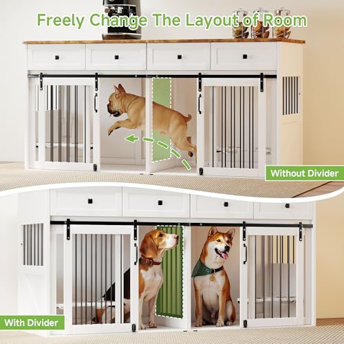 White Wooden Dog Crate Furniture with 2 Drawers R2964