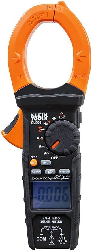 Digital Clamp Meter, Auto Ranging TRMS, AC/DC Voltage/Current, 2000A, LoZ, Continuity, Frequency, NCVT, Temp, 1000V G76744