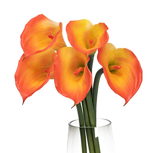 5 Pcs 25.6'' Yellow Latex Artificial Calla Lily Bouquet U79182