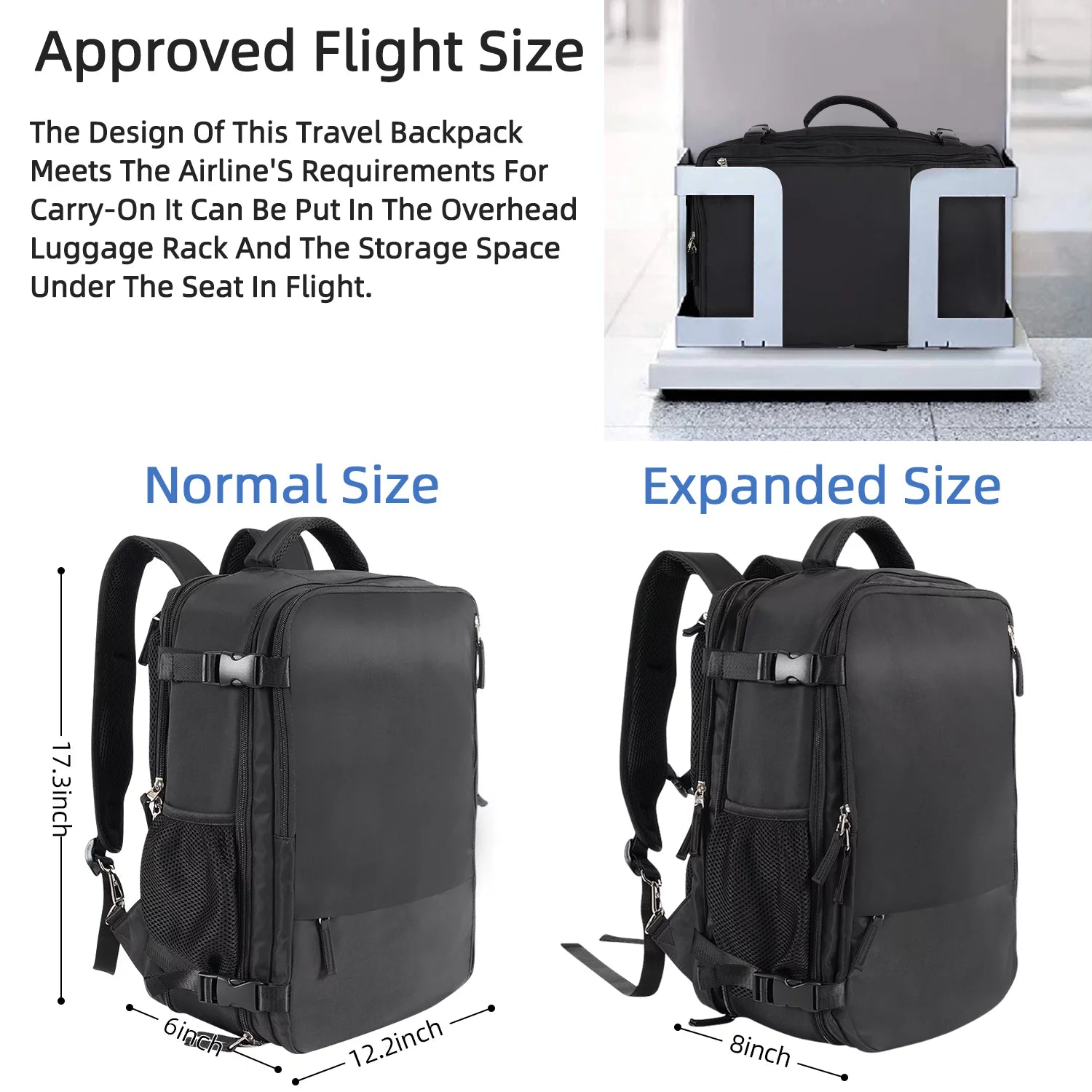 Black Waterproof Travel Backpack T794