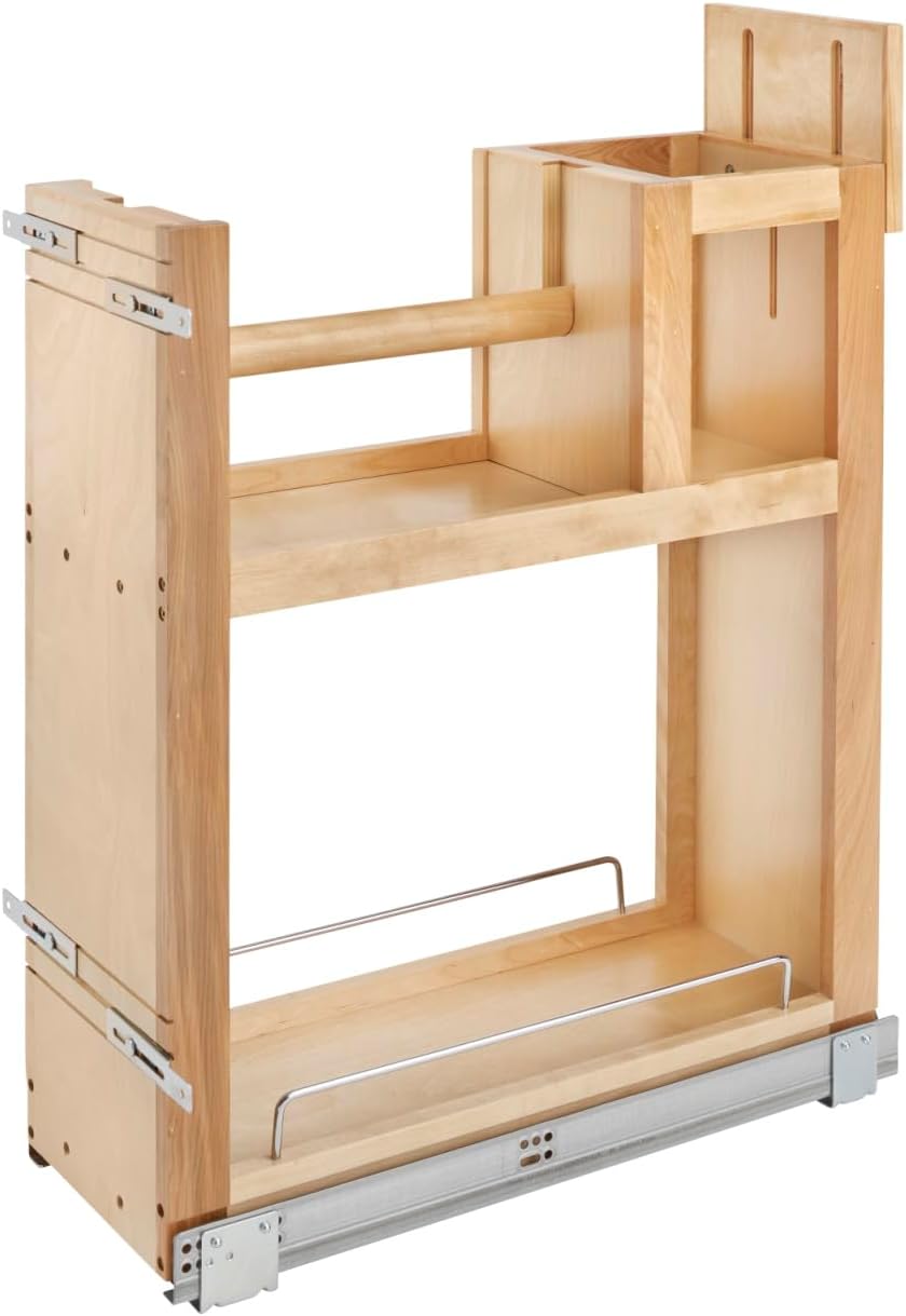 Light Brown Wood Paper Towel Pull Out Organizer W4289