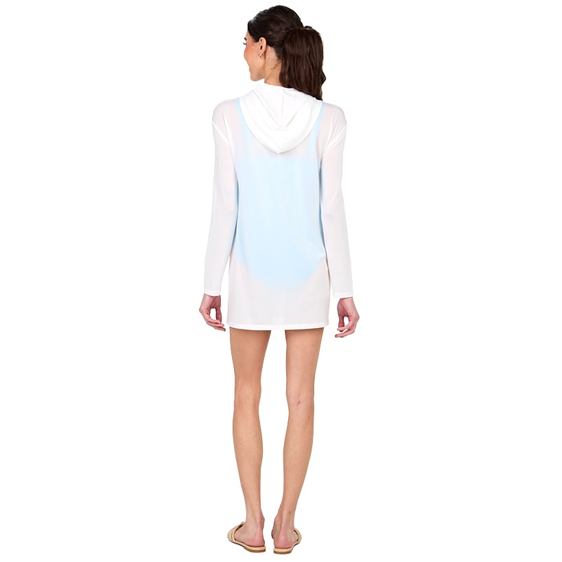 Women's Hooded Long Sleeve Beach Cover Up with Zip Front