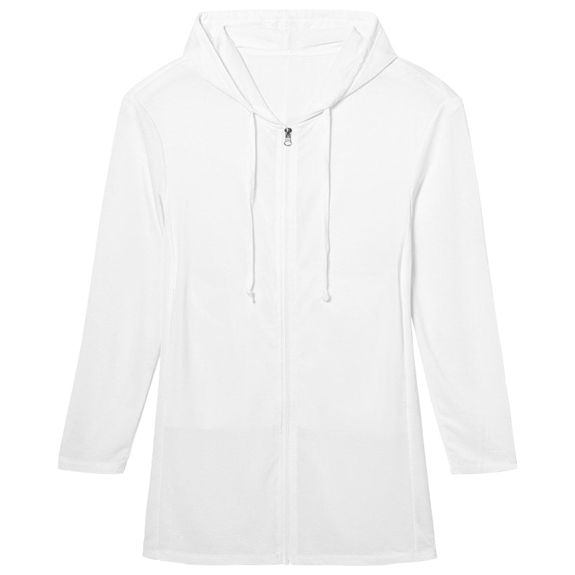 Women's Hooded Long Sleeve Beach Cover Up with Zip Front