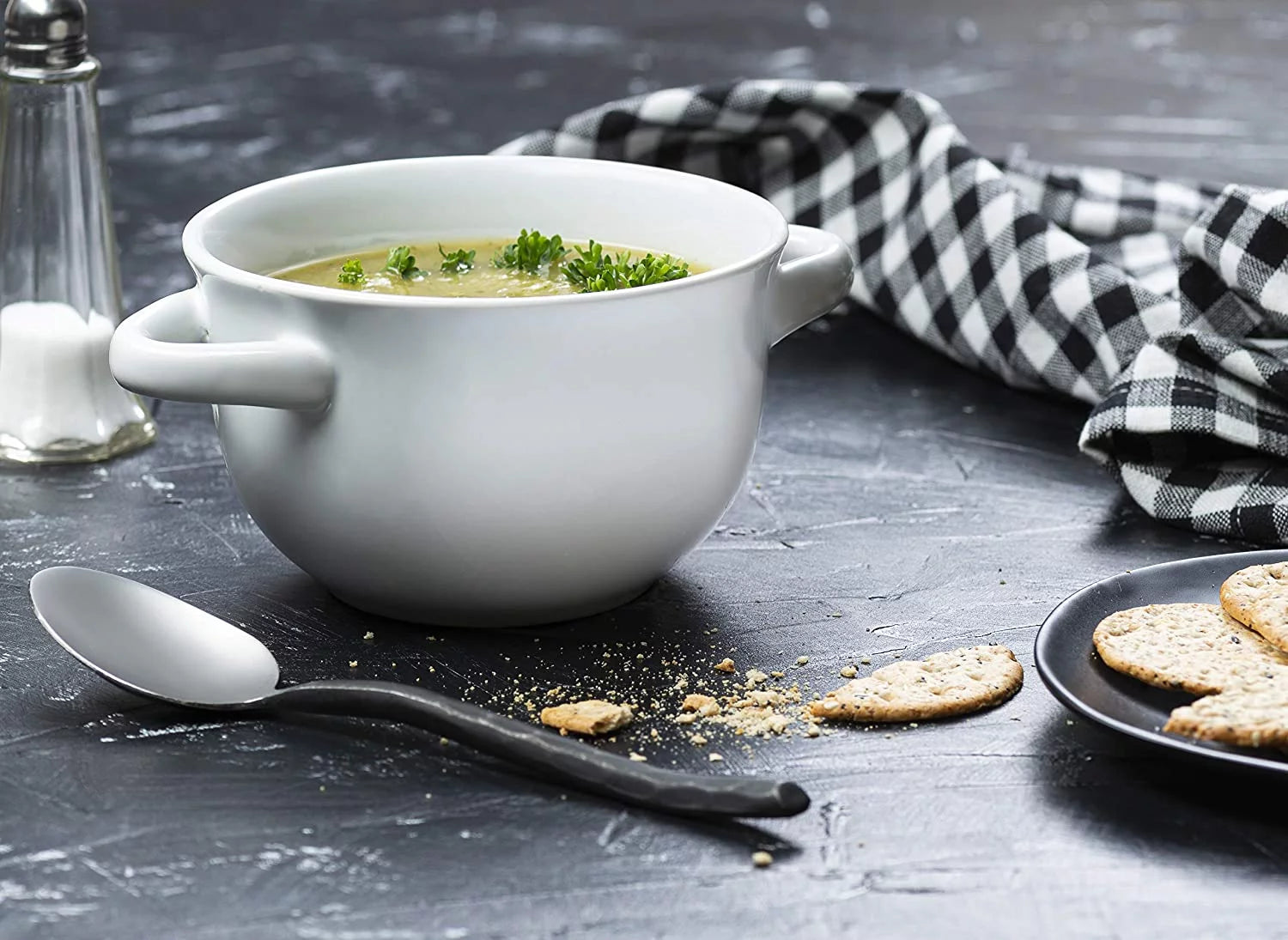 18 oz White Soup Bowls with Handles, Set of 4 D7848
