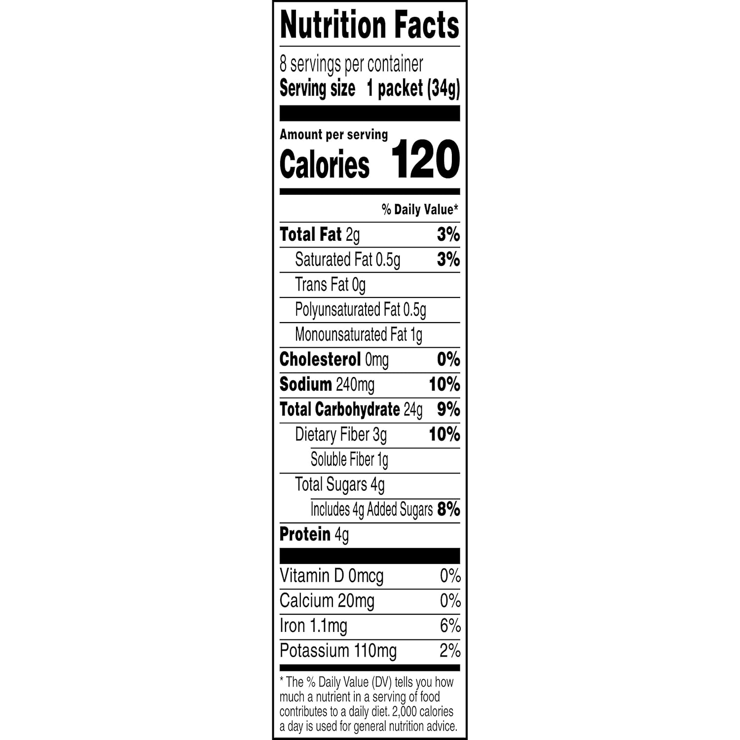 Maple Brown Sugar Instant Oatmeal, 1.19 oz Packets, 8 Count P161958