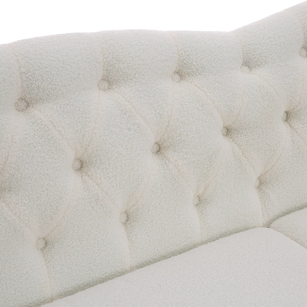 Teddy Velvet Button Tufted Sofa with Nailhead Arms and Rubber Wood Legs J75790