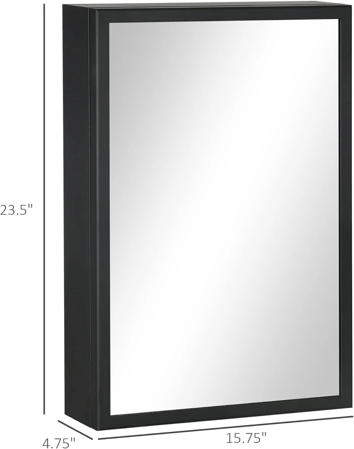 Black Wall-Mounted Stainless Steel Medicine Cabinet with Mirror O934336