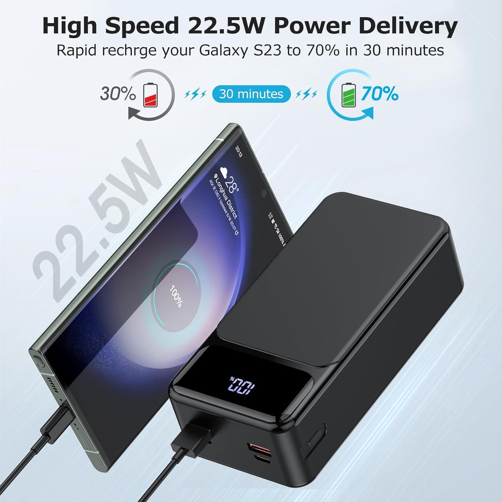 50000mAh 22.5W Fast Charging Portable Charger with USB-C 4 Outputs 2 Inputs LED Display R84285