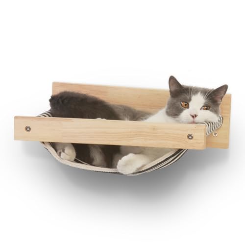 Black Stripe Wooden Cat Wall Shelf P90643