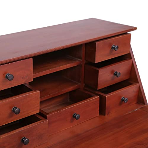 Brown Solid Wood Secretary Desk with Flip Top U468595