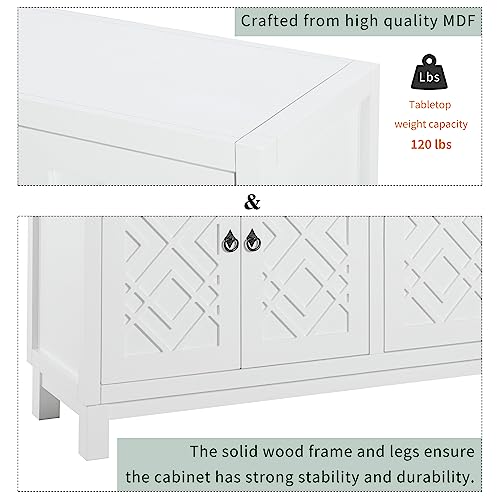 Black 4 Door Sideboard Storage Cabinet with Adjustable Shelves N7588