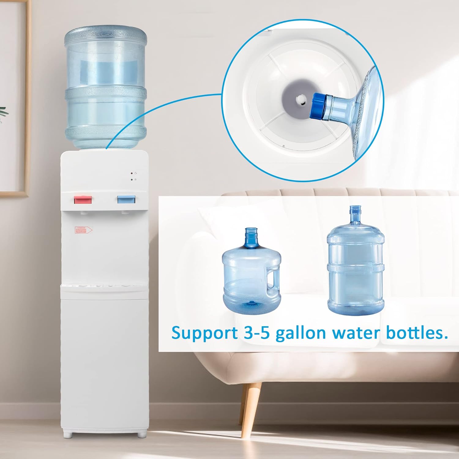 White Stainless Steel Top Loading Water Cooler Dispenser L133900