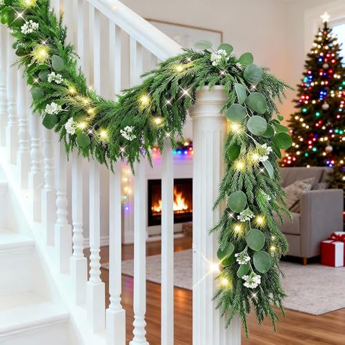 2 Pack 9FT Artificial Pre-lit Christmas Garland with Lights B565338