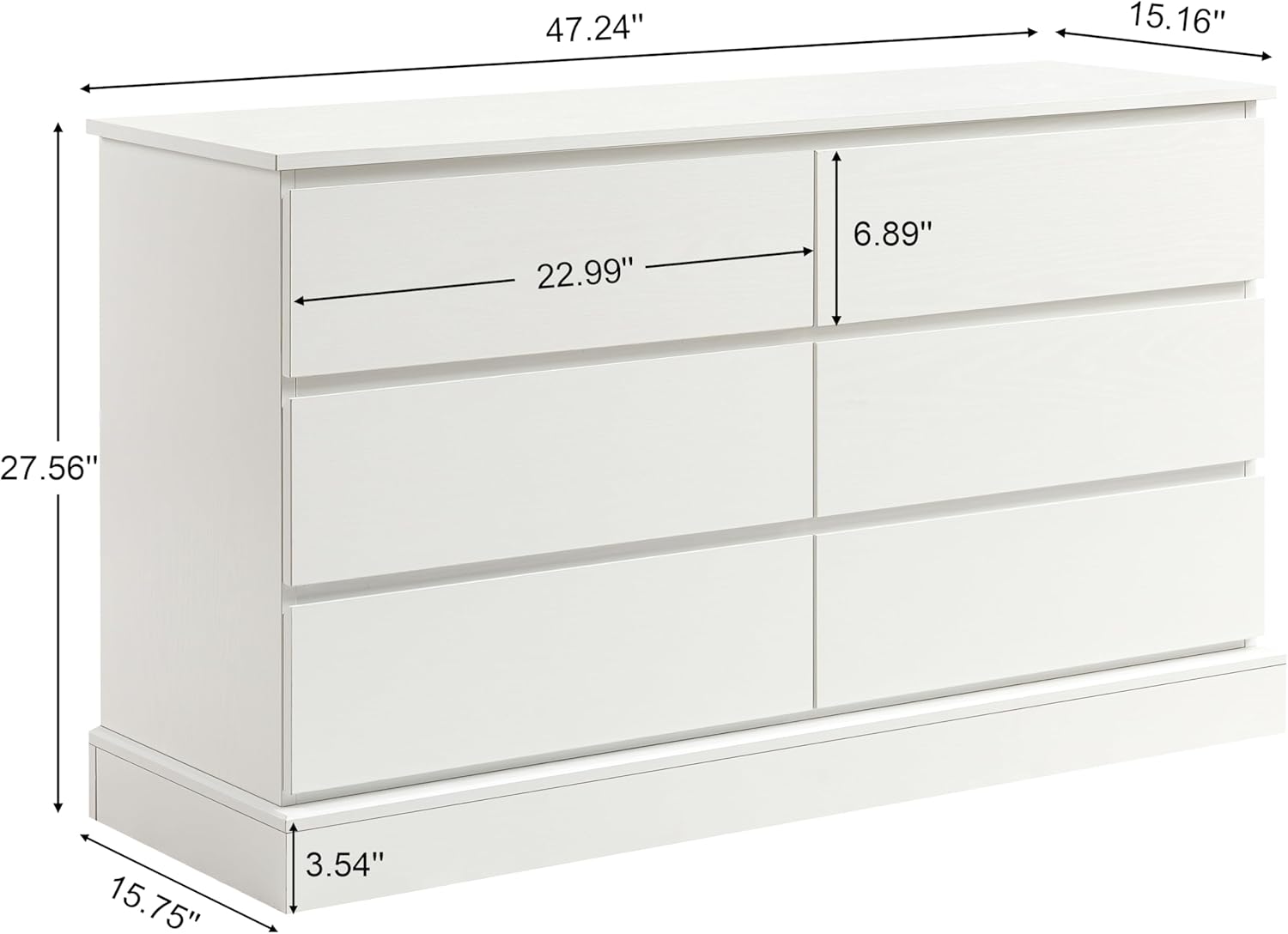 White 6 Drawer Wood Dresser P9548