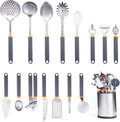 15 PCS Stainless Steel Kitchen Utensils Set with Slotted Spoon, Spaghetti Spoon Y45280