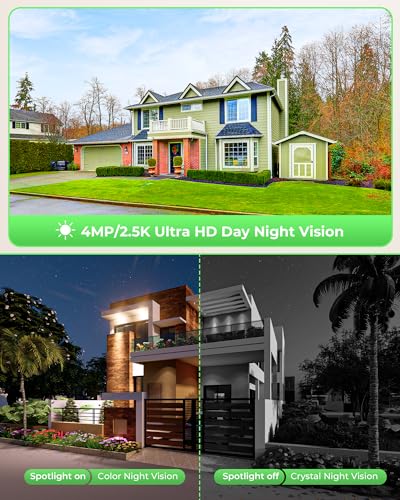 Solar Security Cameras Wireless Outdoor with 10" Monitor, 10CH NVR 2K, 360° Color Night Vision, 2-Way Audio, 500GB Local Storage M615646