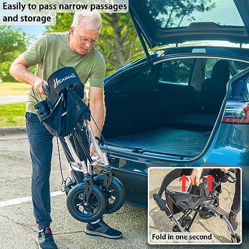 Lightweight Foldable All Terrain Rolling Walker with seat, Aluminum Walker with 10 inch Rubber Wheels P985668