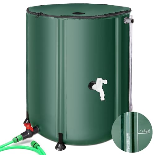 Black 53 Gallon Rain Barrel with Filter Two Spigots and Overflow Kit O95231
