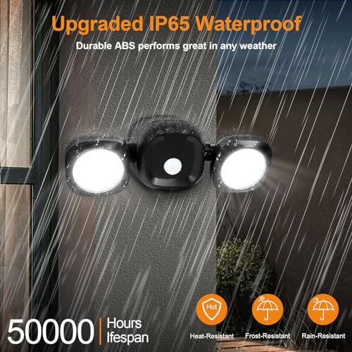 White Battery-Operated Motion Sensor LED Flood Light, 5500K Daylight, IP65 Waterproof B939