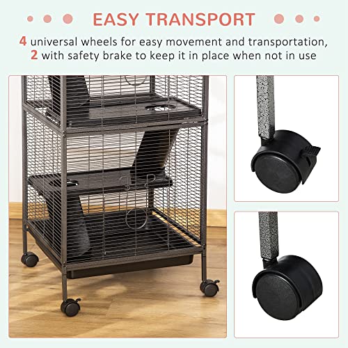 Gray Metal Small Animal Cage with Hammock & 4 Tiers P7932