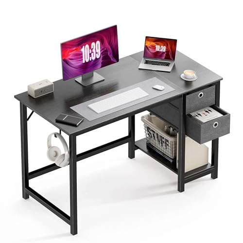 Modern Minimalist Writing Desk with 2 Drawers Storage Particle Board (40in) W11430