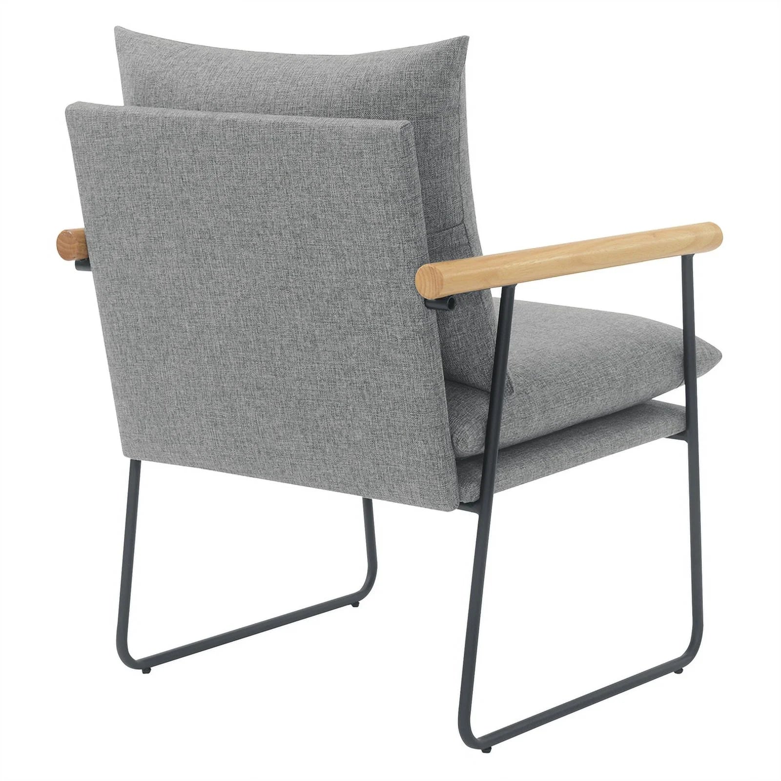 Charcoal Fabric Armchair with Natural Arms and Black Sled Base R928